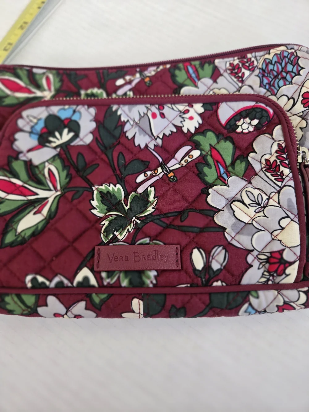 Vera Bradley Quilted Floral Crossbody Bag - Burgundy Floral
